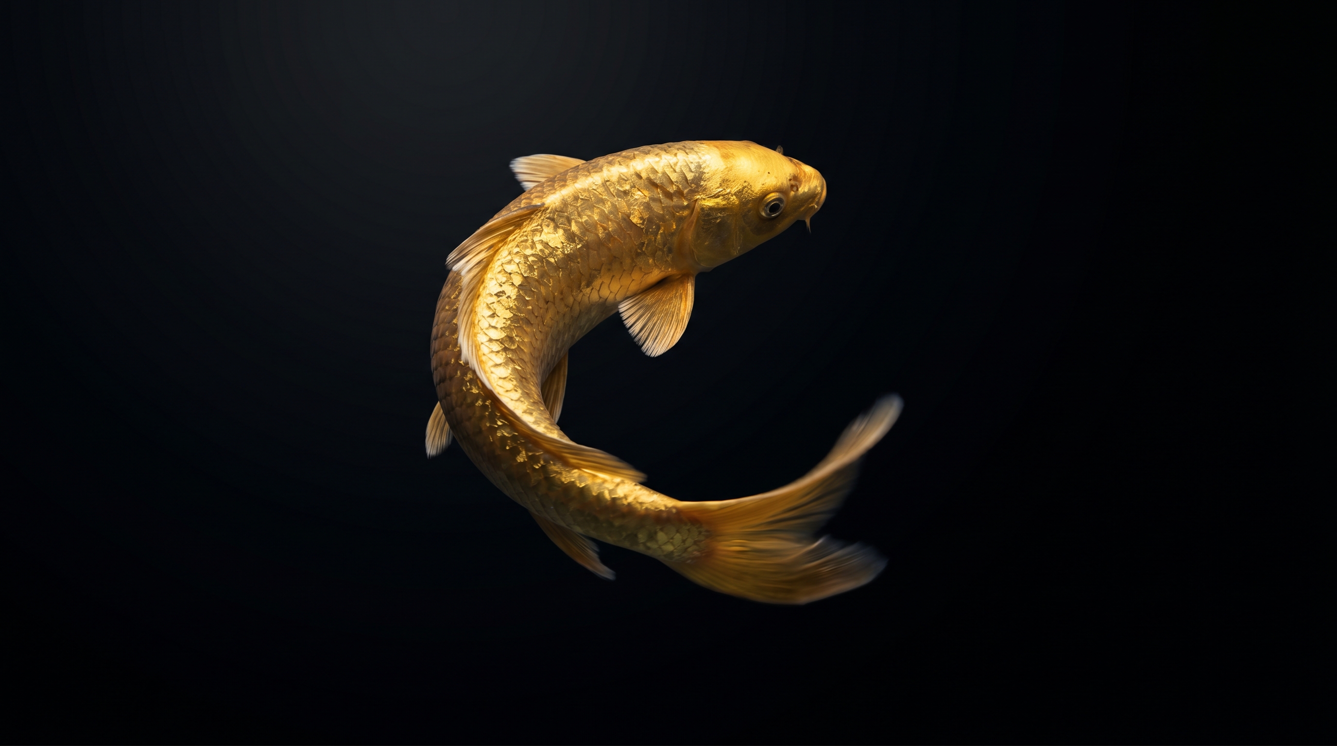 Golden Koi Fish Swimming Void